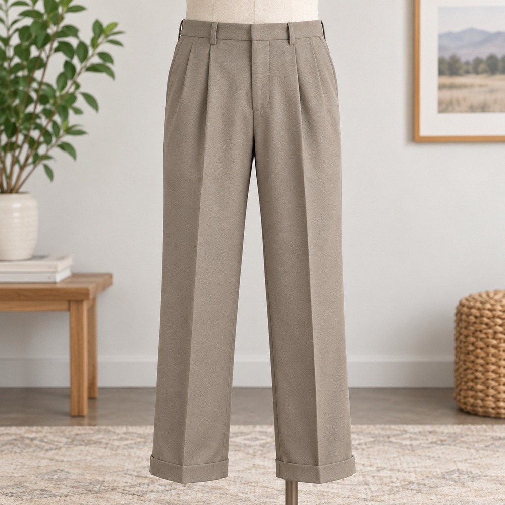 Dockers Premium Pleated Relaxed Fit Pants Mens 33x30 Green Never-Iron Cotton